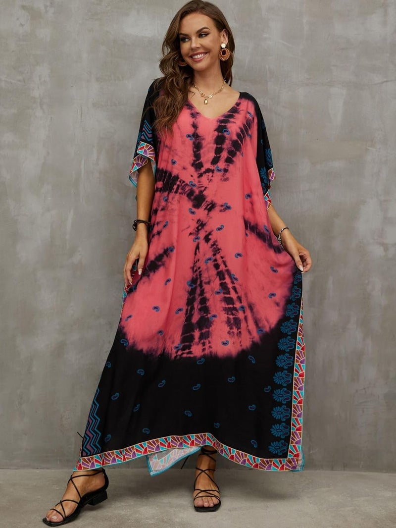 IMAGEKOPE Kaftan Dresses for Women Plus Size Bathing Suit Cover up Caftan Maxi Beach Dresses - Image 5